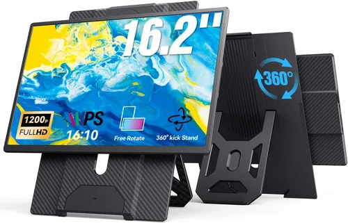 Monitor portátil de 16.2 pulgadas FHD 1200P USB-C/HDMI con soporte retráctil y altavoces, pantalla de computadora ultradelgada HDR, pantalla para
