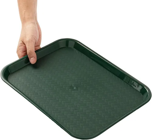 Miniatura 8 de Restaurantware Bandejas de comida rápida, paquete de 10 bandejas de plástico para cafetería, de 10 x 14 pulgadas, rectangulares verdes, aptas