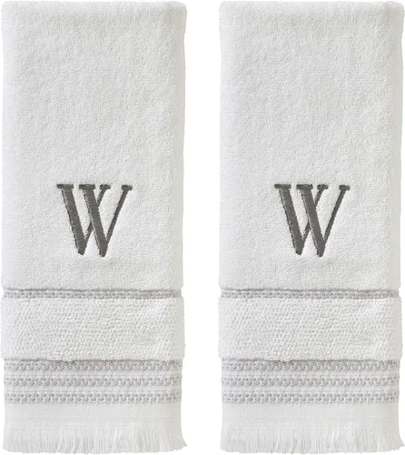Miniatura 48 de SKL Home Toalla de baño casual con monograma, S, 28 x 54 pulgadas, color blanco