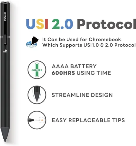 Miniatura 4 de Penoval USI 2.0 Lite Stylus Pen para algunos modelos de Chromebook, 4096 niveles de presión y escritura suave compatible con Google Pixel Tablet