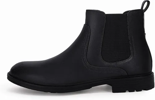 Miniatura 4 de Coutgo Botines Chelsea para hombre, puntera redonda, sin cordones, de cuero, impermeables, para vestir