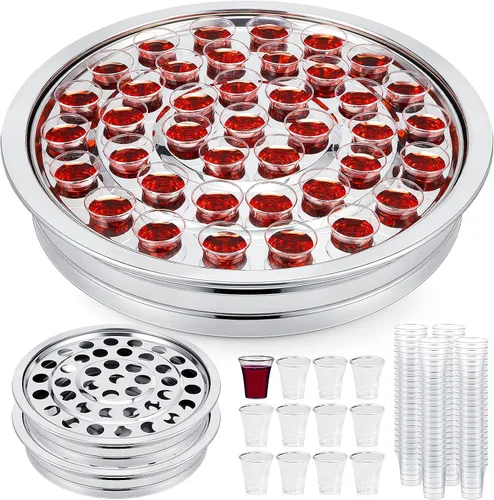 Miniatura 10 de Zhehao - 1 bandeja de comunión con cáliz desechables para suministros de iglesia, cada juego de suministros de comunión de 40 agujeros, bandejas
