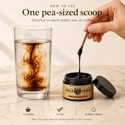 Miniatura 6 de ShilaForce™ Shilajit - Resina viva orgánica orgánica del Himalaya cosechada en estado silvestre de grado dorado, 500 mg, 70% ácido fúlvico y 10%