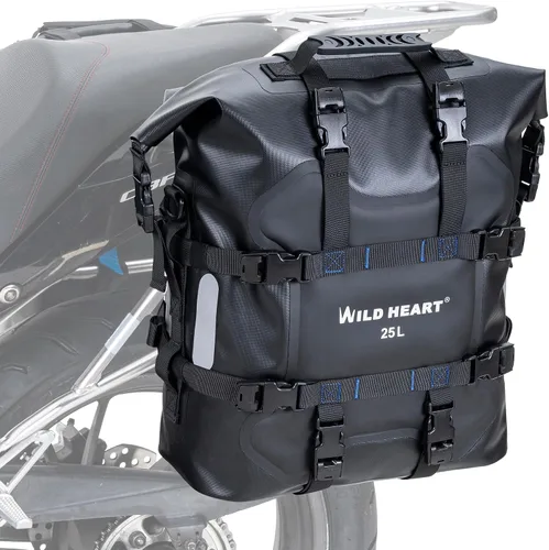 Miniatura 9 de Bolsa lateral para motocicleta WILD HEART de acero inoxidable, bolsa impermeable con suspensión, bolsas de sillín, 20L/25L, bolsa impermeable