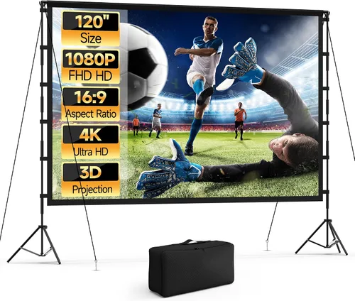 Miniatura 9 de Pantalla de proyector para exteriores, pantalla de proyector Vamvo con soporte, pantalla de proyector plegable portátil de 80 pulgadas, pantalla