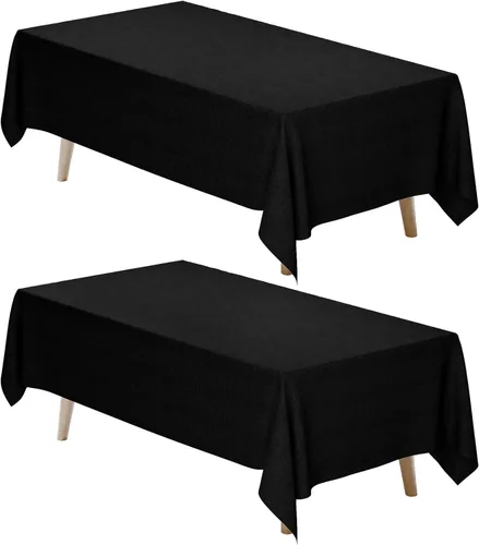 Miniatura 18 de Fixwal Paquete de 2 manteles rectangulares negros de 60 x 102 pulgadas, reutilizables, resistentes, lavables, para mesas de 6 pies, bodas, fiestas