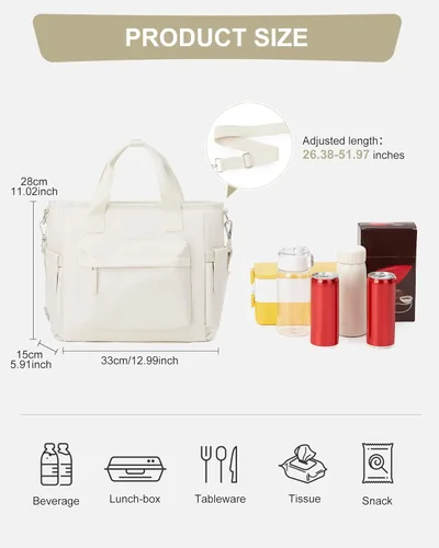 Miniatura 2 de Bolsa de almuerzo para mujer, caja de almuerzo grande para adultos para mujeres y hombres, bolsa de almuerzo aislada con bandolera para trabajo