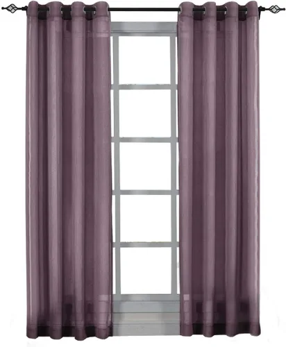 Miniatura 16 de Royal Hotel Bedding Lujo Abri - Ojal superior, cortinas transparentes aplastadas, 84 pulgadas de largo, lavanda, juego de 2