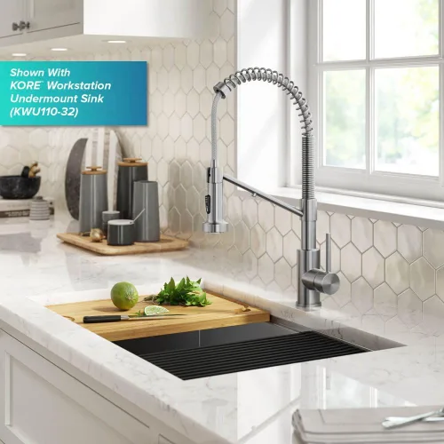 Miniatura 15 de Kraus Bolden 2-en-1 Grifo de cocina de estilo comercial con filtro de agua monomando extraíble para ósmosis inversa o sistema de filtración de agua