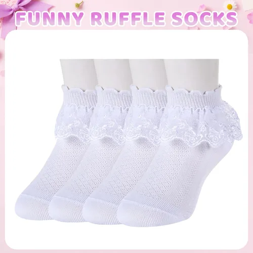 Miniatura 18 de sockfun Calcetines con volantes para bebé, calcetines de encaje con volantes para niños pequeños y niñas