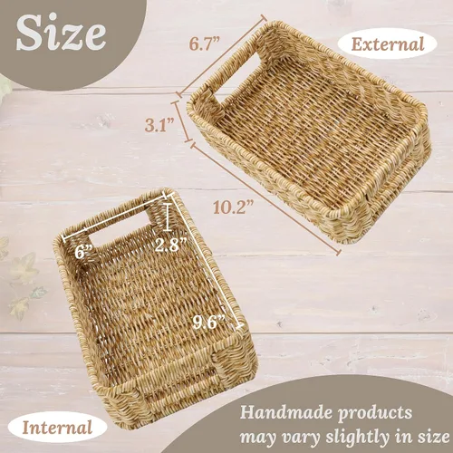 Miniatura 2 de Cestas para organizar, mimbre pequeño, cubos de almacenamiento para baño y rollos de papel higiénico, cubierta de tanque tejida a mano con asa