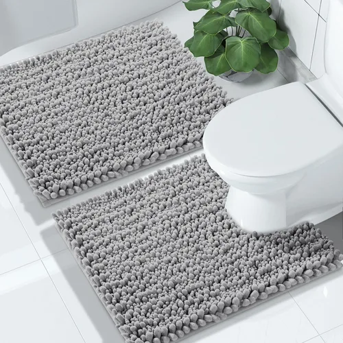 Miniatura 22 de Yimobra - Juego de alfombras de baño de 2 piezas - Alfombra de baño de felpa de lujo extra gruesa de secado rápido, antideslizante súper absorbente