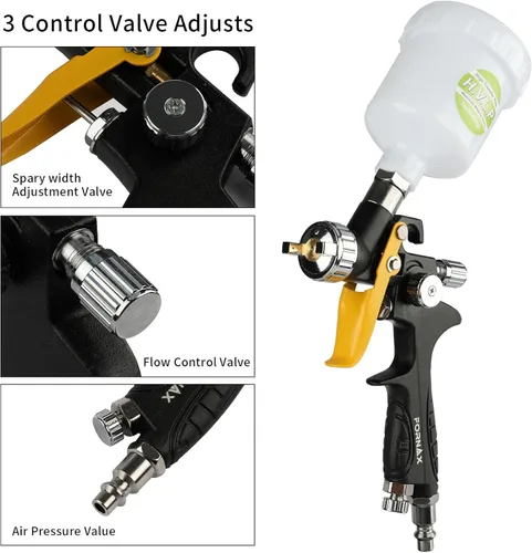 Miniatura 4 de FORNAX HVLP - Mini pistola pulverizadora de pintura de aire con boquilla de 0.031 in, capacidad de 125 cc de capacidad, pistola de pintura por