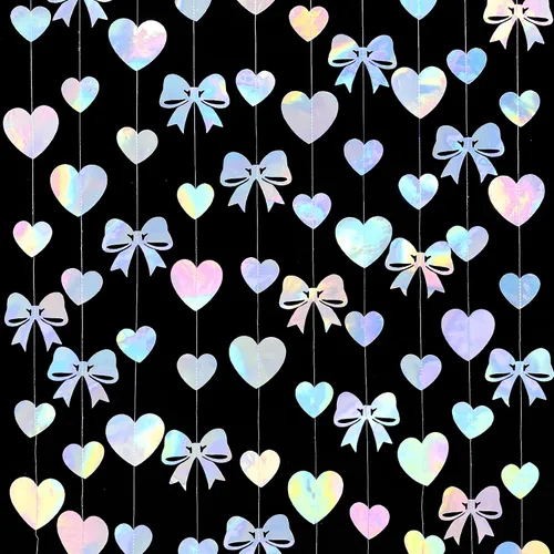 Miniatura 9 de 52 pies Guirnalda de corazón de amor dorado azul marino para decoración de fiesta del día de San Valentín Bandera de serpentina colgante azul real