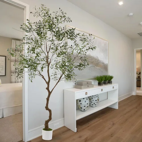 Miniatura 3 de Árbol de seda de olivo artificial alto de 8 pies (96 pulgadas) realista en maceta, árbol de olivo artificial falso con hojas verdes y grandes frutos