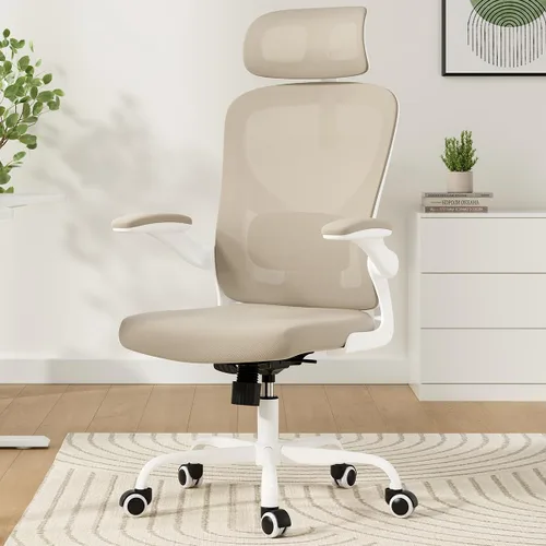 Miniatura 13 de Silla de oficina ergonómica, silla de escritorio de oficina en casa con reposacabezas, silla de computadora de respaldo alto con reposabrazos