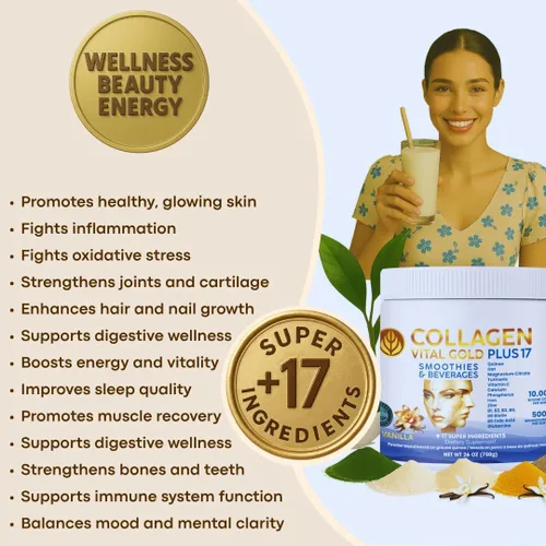 Miniatura 8 de Vital Life - Polvo de péptidos de colágeno + 17 súper ingredientes, 1.6 libras (paquete de 6), sabor a vainilla, apoya el cabello, la piel
