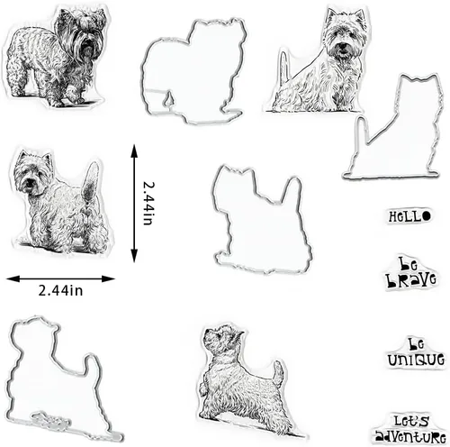 Miniatura 2 de 4 sellos transparentes para perros y troqueles para hacer tarjetas, palabras de felicitación, sellos de goma transparente, lindos perros