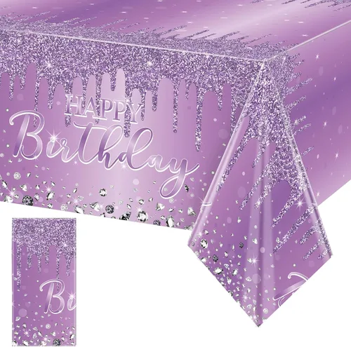 Pajean Mantel de plástico con lentejuelas de diamantes con brillantina para fiesta de niña y niña, mantel de plástico con lentejuelas para niñas y