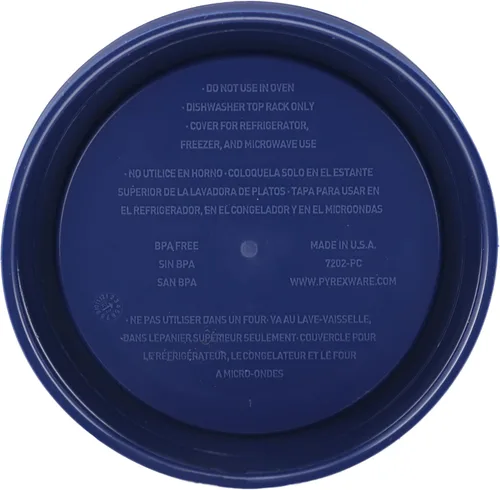 Miniatura 2 de Pyrex 7202-PC - Tapa de repuesto para almacenamiento de alimentos, 1 taza, color azul oscuro, fabricada en Estados Unidos