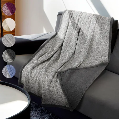 Manta de punto Sherpa súper suave y acogedora con forro polar de felpa para entrenador y cama de 50 x 60 pulgadas, reversible, cálida para todas las