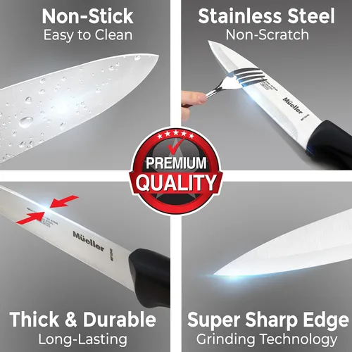 Miniatura 3 de Mueller cuchillo deba de acero inoxidable alto en carbono, 6 pulgadas, diseño de hoja biselada con mango cómodo