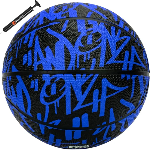 AND1 Fantom Graffiti - Baloncesto de goma 27.5: pelota de calle de tamaño juvenil para uso en interiores y exteriores, construcción de canal