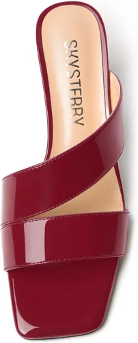 Miniatura 3 de SKYSTERRY Sandalias de tacón bajo con punta abierta para mujer, con tacón bajo, de 2 pulgadas