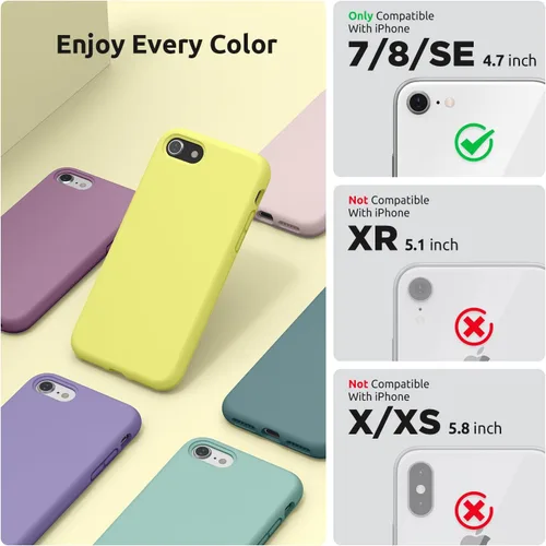 Miniatura 2 de Surphy - Carcasa de silicona compatible con iPhone SE 2020, iPhone 8, iPhone 7, funda de silicona líquida (con forro de microfibra) para iPhone 7
