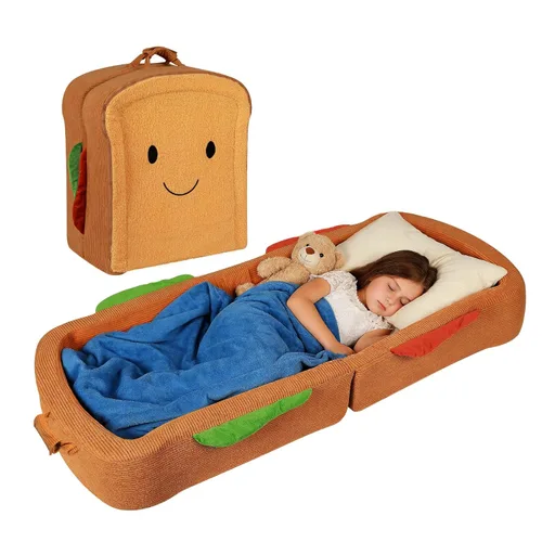 Cama de viaje para niños pequeños, estilo sándwich, camas portátiles para niños pequeños, cuna de viaje plegable de espuma suave para bebés y niños,