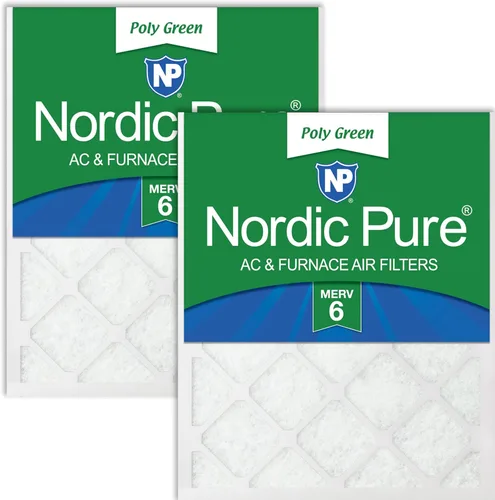 Nordic Pure Filtros de aire para horno MERV 6 de 14 x 25 x 1 pulgadas (tamaño real: 13 1/2 x 24 1/2 x 3/4), color verde poliéster MERV 6, reduce el