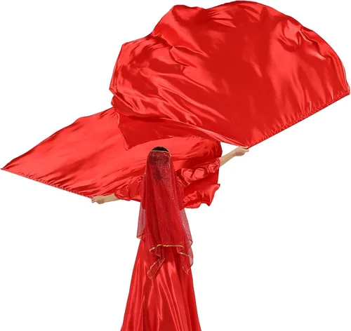 Miniatura 6 de Wuchieal Banderas de Adoración Semicírculo Grandes y Suaves de 74" x 55", Bandera de Elogio Semicírculo de Satén con Varillas Escalables 1 par (Rojo)
