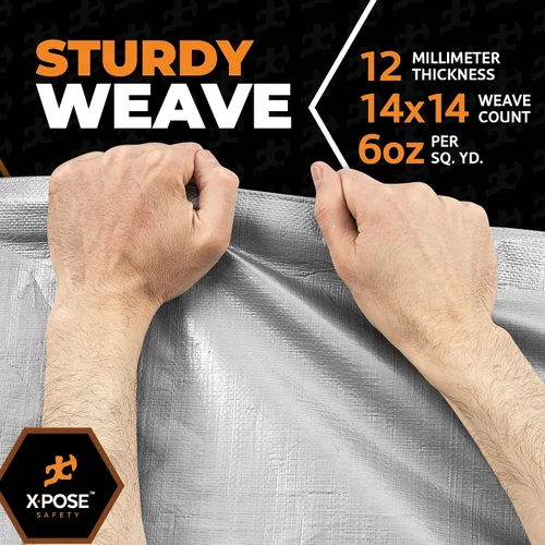 Miniatura 6 de Xpose Safety Lona protectora de polietileno plateado resistente de 5 x 7 pies - Funda protectora multiusos - Duradera, resistente al agua