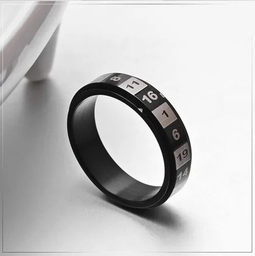 Miniatura 5 de Anillos para ansiedad para hombres, números giratorios de 0.236 pulgadas, anillo giratorio anti estrés, colorido/negro, tamaño 6-11