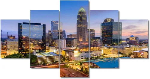 Miniatura 68 de TUMOVO Fotos en lienzo de Estados Unidos, Cincinnati, Ohio, Skyline at Dusk para tu sala de estar, impresiones de paisaje urbano de rascacielos