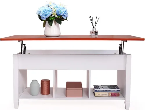 Miniatura 5 de LAZYMOON Mesa de centro elevable, compartimento de almacenamiento de escritorio para computadora portátil, muebles para el hogar de madera maciza