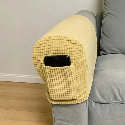 Miniatura 5 de Juego de 4 fundas elásticas para brazos de sofá, con bolsillo, fundas extraíbles antideslizantes para reposabrazos para sillón reclinable