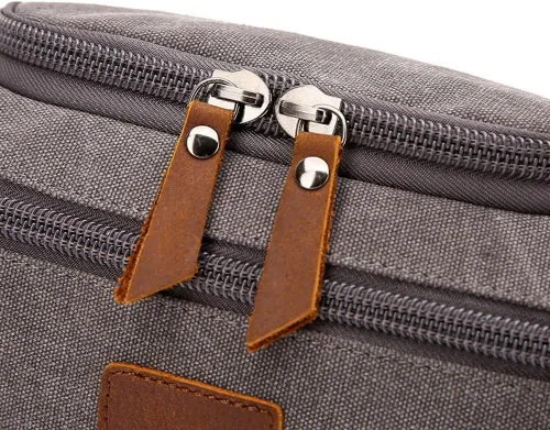 Miniatura 4 de Neceser de viaje de lona de cuero para cosméticos, organizador de maquillaje, bolsa de cosméticos (color negro)