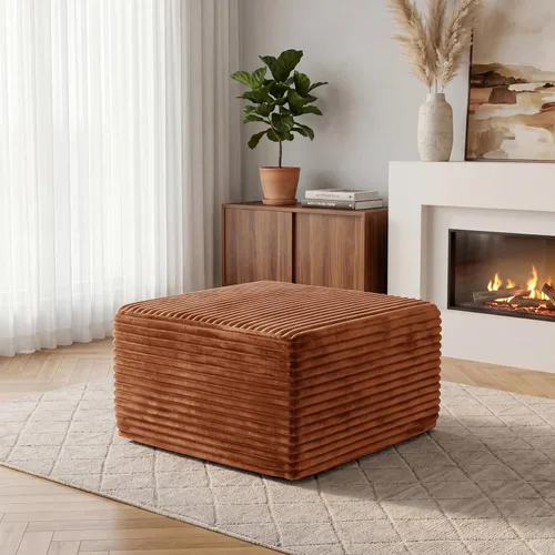 Miniatura 23 de Sofá otomano modular de pana de 28 pulgadas sin hueso, sofá otomano seccional para sala de estar, color beige