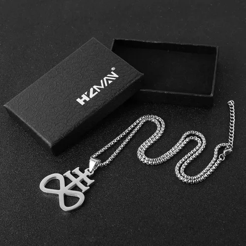 Miniatura 5 de HZMAN Collar unisex con colgante de cruz de Leviatán Satanás de acero inoxidable, joyería religiosa