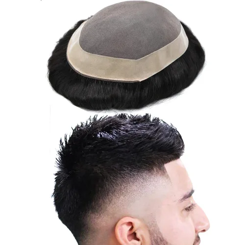 Miniatura 65 de Toupee para hombres sistemas de reemplazo de piezas de cabello humano real, duradero, fino, mono para hombre, tupé, sistema de cabello para hombre