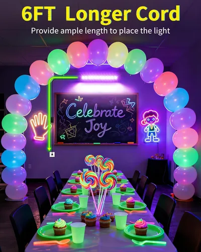 Miniatura 3 de Barra de luz negra de 45 W con cable de 6 pies + interruptor, cada una ilumina un área de 25x25 pies, luz de inundación LED de luz negra para neón