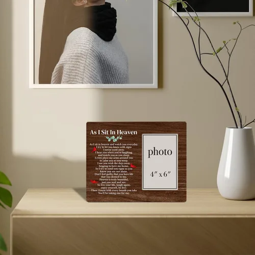 Miniatura 3 de Zauly Marco de Fotos de Regalo de Condolencia de Madera, Regalo Conmemorativo para la Pérdida de un Ser Querido, Marcos de Fotos "Mientras Estoy
