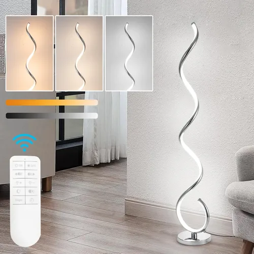Miniatura 10 de ADISUN Lámpara de pie LED de 40 W, lámpara de pie alta en espiral con control remoto e interruptor de pie, regulable, cambio de color, moderna luz