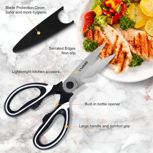 Miniatura 5 de Tijeras de cocina, tijeras profesionales para cortar carne, tijeras de cocina afiladas, tijeras multiusos para alimentos al aire libre, barbacoa,