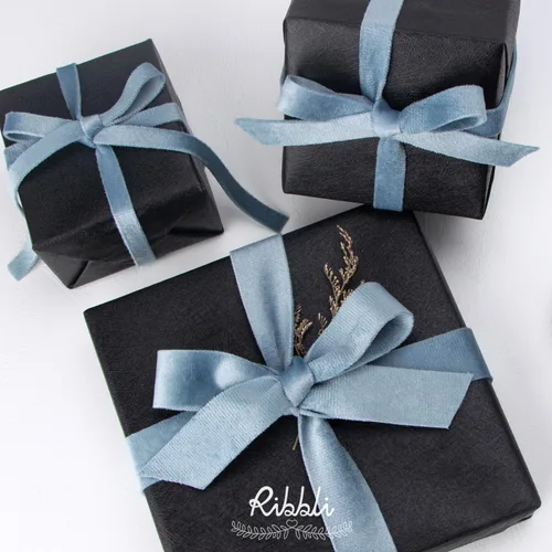 Miniatura 4 de Ribbli - Cinta de terciopelo azul grisáceo claro de doble cara, 1/2 pulgada, carrete de 10 yardas, azul grisáceo claro. Uso para adornos de árbol