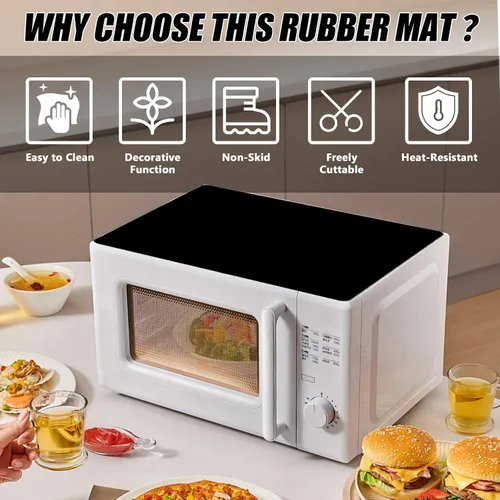 Miniatura 5 de Tapete de Goma para Cubierta Superior de Microondas, Cubierta de Microondas Antiadherente Resistente al Calor, Tapete Protector de Encimera