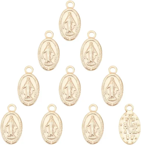 UNICRAFTALE Colgantes ovalados con dijes de Virgen María 304 de acero inoxidable milagroso de 0.031 in para hacer joyas, manualidades, Acero