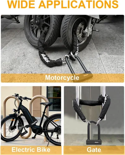 Miniatura 8 de NDakter Cerraduras de cadena para motocicleta, antirrobo resistente, grillete de 0.71 pulgadas, cadena de seguridad de 4 pies x 0.394 in de grosor