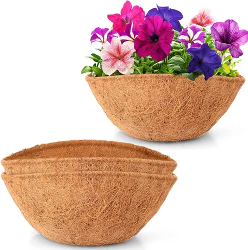 LAVEVE Revestimiento de fibra de coco de repuesto para cesta colgante de plantas, 2 forros redondos de fibra de coco de 12 pulgadas de grosor para